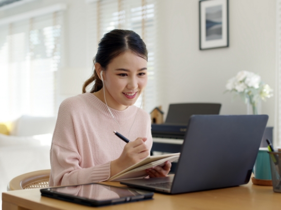 Girl taking development online courses